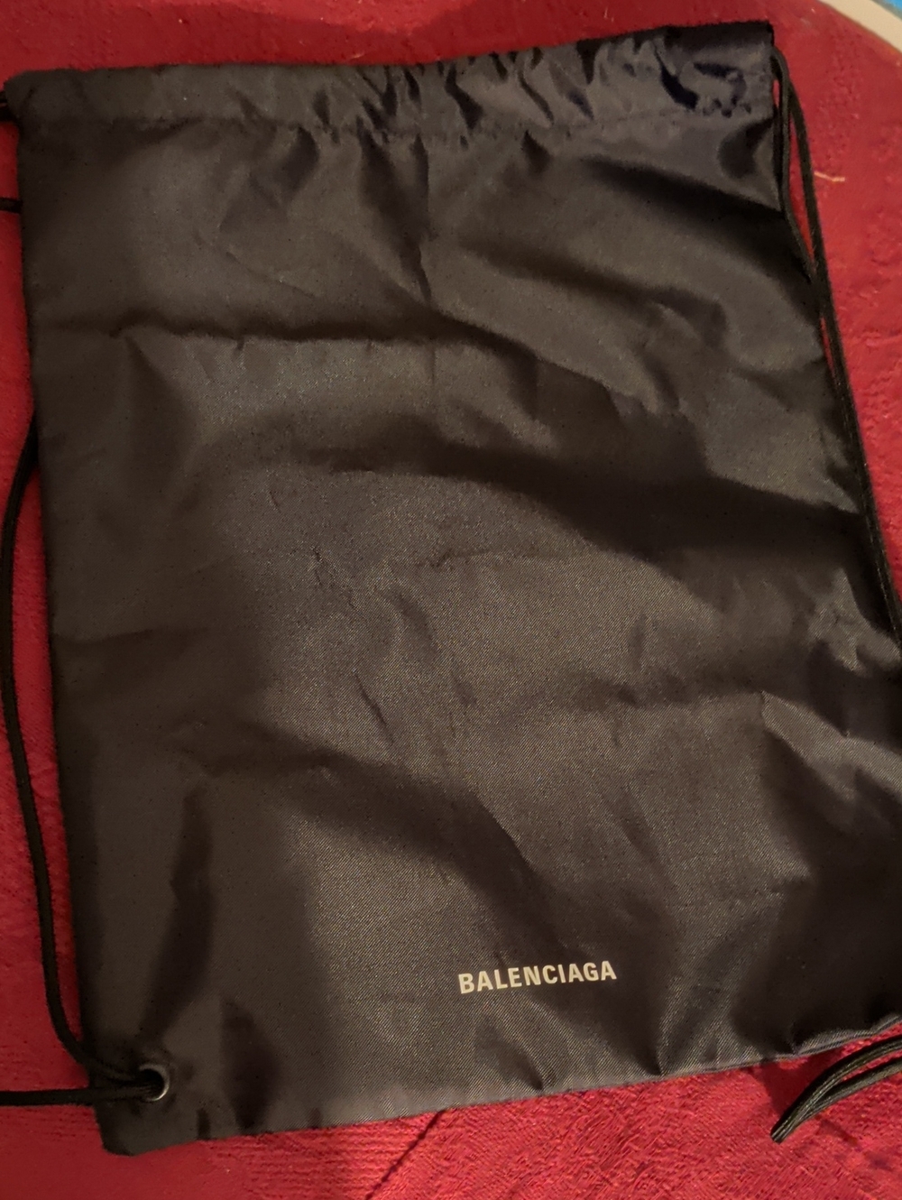 Balenciaga Black Drawstring Logo Backpack Sack
